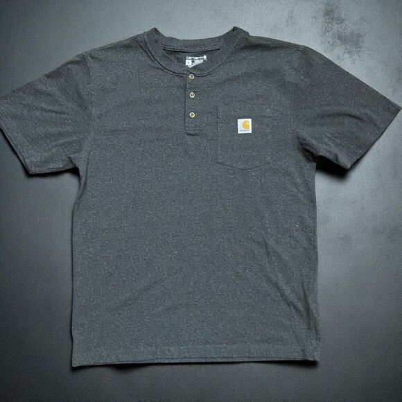 Carhartt Loose Fit Henley Dark Gray Pocket T-Shirt Men's Size Medium - Picture 1 of 7